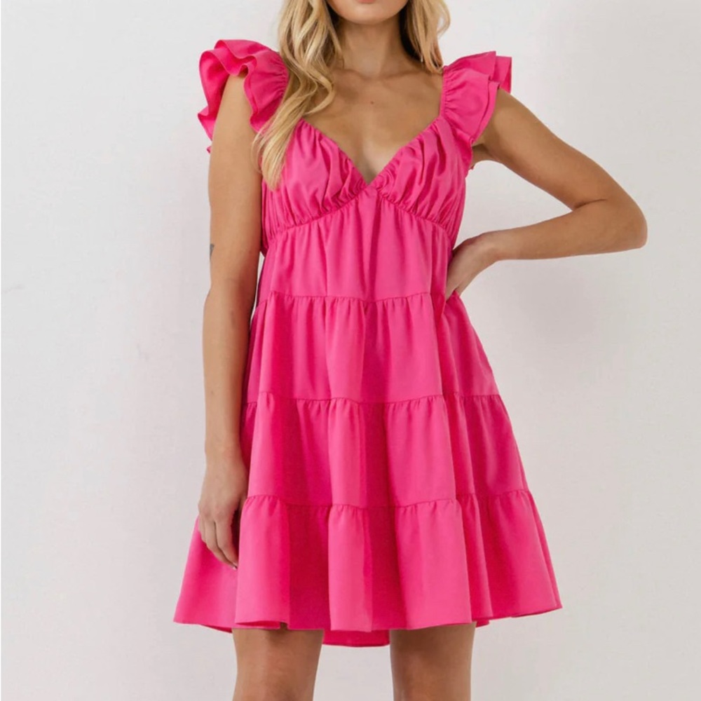NWT Endless Rose Ruffle Sweetheart Tiered Mini Dress